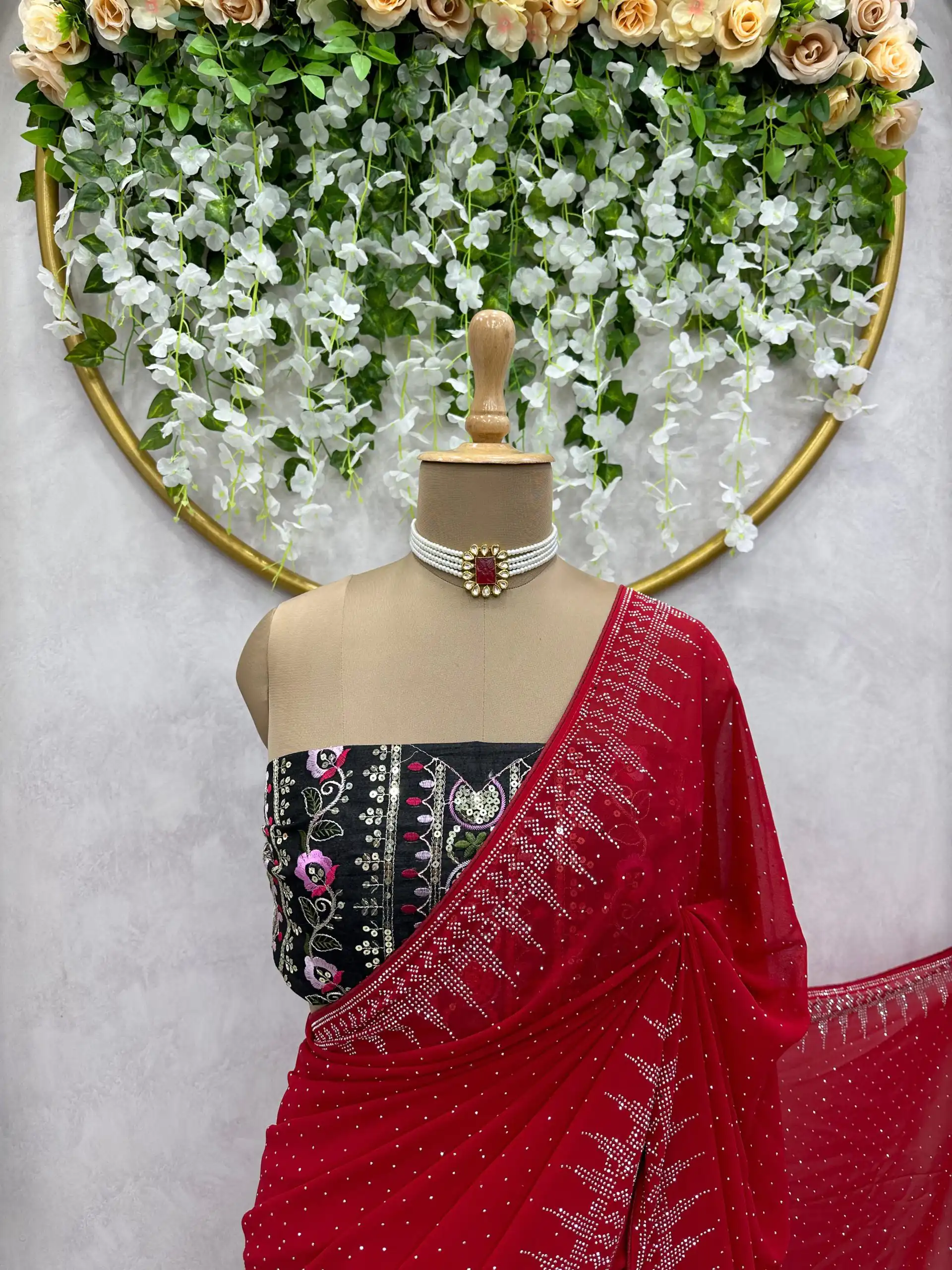KD 443 Red Color Heavy Faux Georgette Hot Fix Work Saree Casual, Party, Wedding, Festive, Events Etc.  Expected Delivery  4-6 Working Days @1999/- Only | Sarees, Bollywood Sarees, Creative Sarees, Designer Sarees, Embroidered Sarees, Ethnic Saree, Modern Digital sarees, Party Wear Sarees