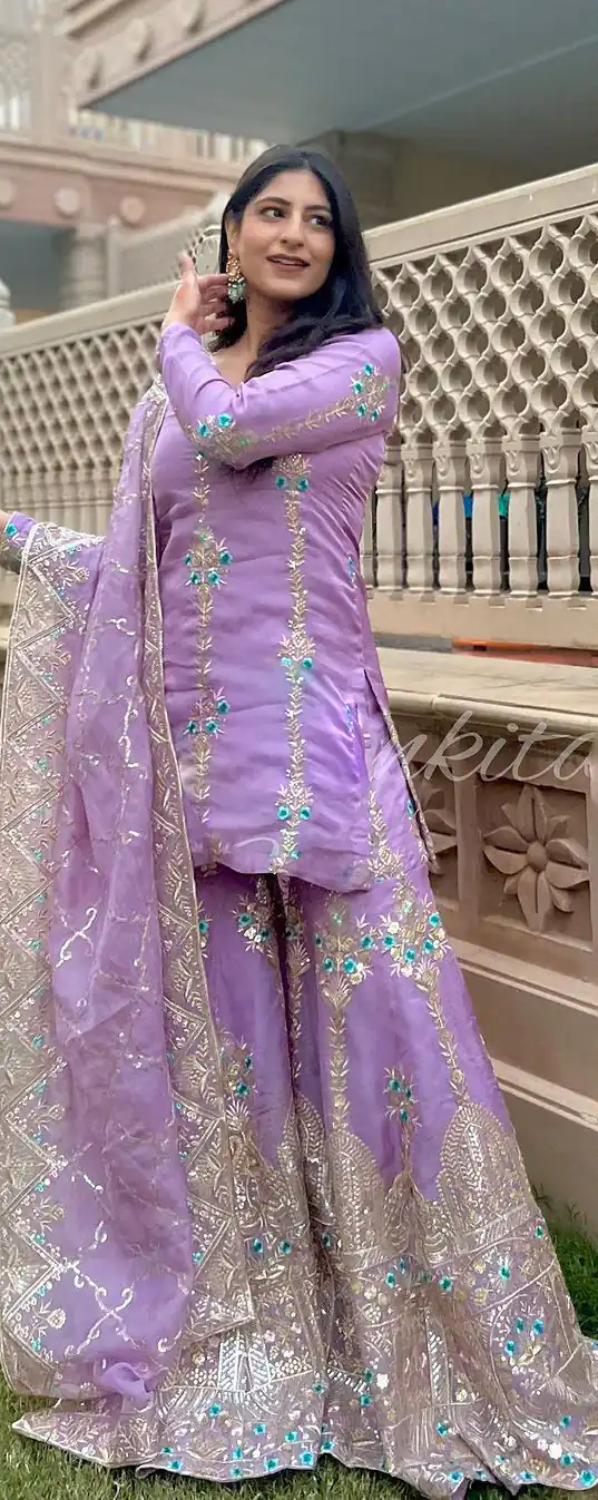 VLM 148 violet color Foix Georgette Embroidery Salwar Suit Casual, Wedding, Party, Festive, Events . Expected Delivery  4-6 Working Days @2299/- | Jump Suits, Salwar suit, Designer Suits, Casual Suits, Creative suits, Palazzo Suits, Party Wear Suits, Patiala Suits, Straight Suits