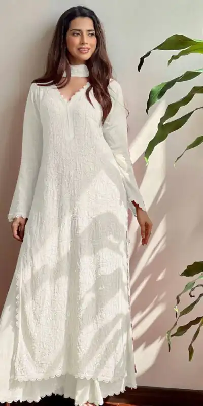 BE 170 White Color Georgette Thread Embroidery Salwar Suit Wedding, Party, Festive events, etc.  Expected Delivery  4-6 Working Days @1999/- | Salwar suit, Designer Suits, Casual Suits, Creative suits, Palazzo Suits, Party Wear Suits, Patiala Suits, Straight Suits