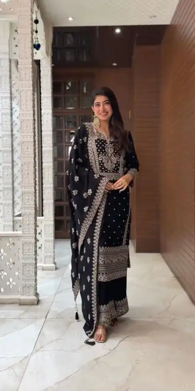 VLM 183 Black Color Chinnon Silk Embroidery Work Salwar Suit Wedding, Party, Festive, Events Expected Delivery 4-6 Working Days @ 2149/- Only | Salwar suit, Designer Suits, Casual Suits, Creative suits, Party Wear Suits, Straight Suits