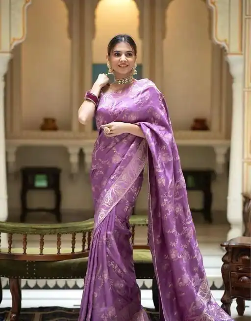 KP 5072B Light Purple Color Soft Lichi Silk Jacquard On All Over Saree Casual, Party Wear, Wedding, Events Etc. Expected Delivery 4-6 Working Days @1499/- | Sarees, Bollywood Sarees, Creative Sarees, Designer Sarees, Embroidered Sarees, Ethnic Saree, Modern Digital sarees, Party Wear Sarees
