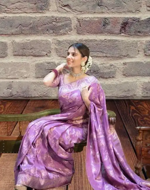KP 5072B Light Purple Color Soft Lichi Silk Jacquard On All Over Saree Casual, Party Wear, Wedding, Events Etc. Expected Delivery 4-6 Working Days @1499/- | Sarees, Bollywood Sarees, Creative Sarees, Designer Sarees, Embroidered Sarees, Ethnic Saree, Modern Digital sarees, Party Wear Sarees
