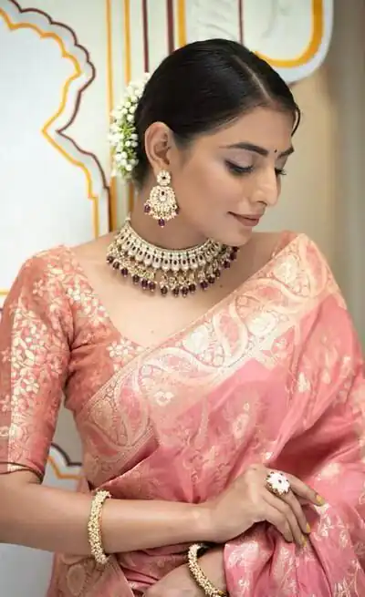 KP 5072B Peach Color Soft Lichi Silk Jacquard On All Over Saree Casual, Party Wear, Wedding, Events Etc. Expected Delivery 4-6 Working Days @1499/- | Sarees, Bollywood Sarees, Creative Sarees, Designer Sarees, Embroidered Sarees, Ethnic Saree, Modern Digital sarees, Party Wear Sarees