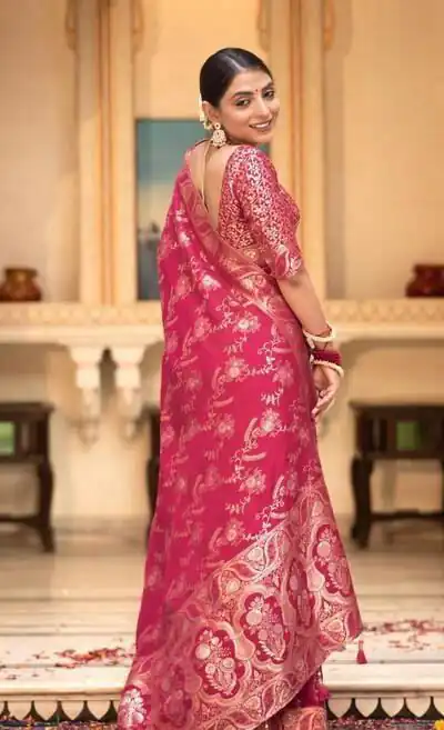 KP 5072 Pink Color Soft Lichi Silk Jacquard On All Over Saree Casual, Party Wear, Wedding, Events Etc. Expected Delivery 4-6 Working Days @1499/- | Sarees, Bollywood Sarees, Creative Sarees, Designer Sarees, Embroidered Sarees, Ethnic Saree, Modern Digital sarees, Party Wear Sarees