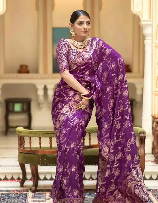 KP 5072B Purple Color Soft Lichi Silk Jacquard On All Over Saree Casual, Party Wear, Wedding, Events Etc. Expected Delivery 4-6 Working Days @1499/- | Sarees, Bollywood Sarees, Creative Sarees, Designer Sarees, Embroidered Sarees, Ethnic Saree, Modern Digital sarees, Party Wear Sarees