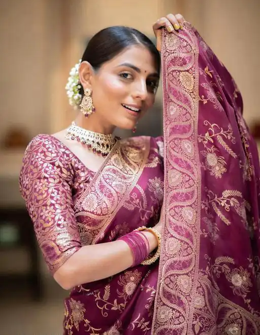 KP 5072B Wine Color Soft Lichi Silk Jacquard On All Over Saree Casual, Party Wear, Wedding, Events Etc. Expected Delivery 4-6 Working Days @1499/- | Sarees, Bollywood Sarees, Creative Sarees, Designer Sarees, Embroidered Sarees, Ethnic Saree, Modern Digital sarees, Party Wear Sarees