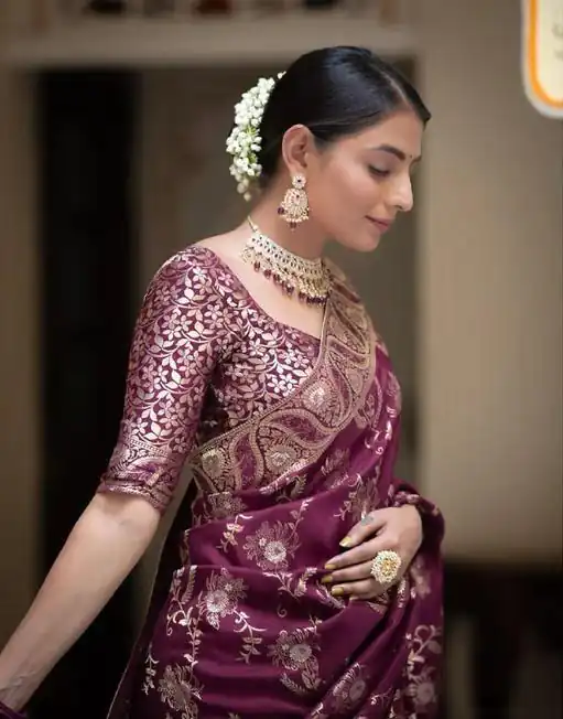 KP 5072B Wine Color Soft Lichi Silk Jacquard On All Over Saree Casual, Party Wear, Wedding, Events Etc. Expected Delivery 4-6 Working Days @1499/- | Sarees, Bollywood Sarees, Creative Sarees, Designer Sarees, Embroidered Sarees, Ethnic Saree, Modern Digital sarees, Party Wear Sarees