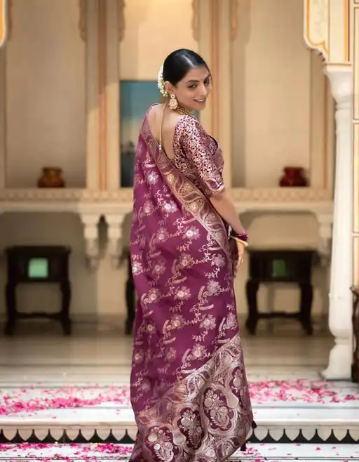 KP 5072B Wine Color Soft Lichi Silk Jacquard On All Over Saree Casual, Party Wear, Wedding, Events Etc. Expected Delivery 4-6 Working Days @1499/- | Sarees, Bollywood Sarees, Creative Sarees, Designer Sarees, Embroidered Sarees, Ethnic Saree, Modern Digital sarees, Party Wear Sarees