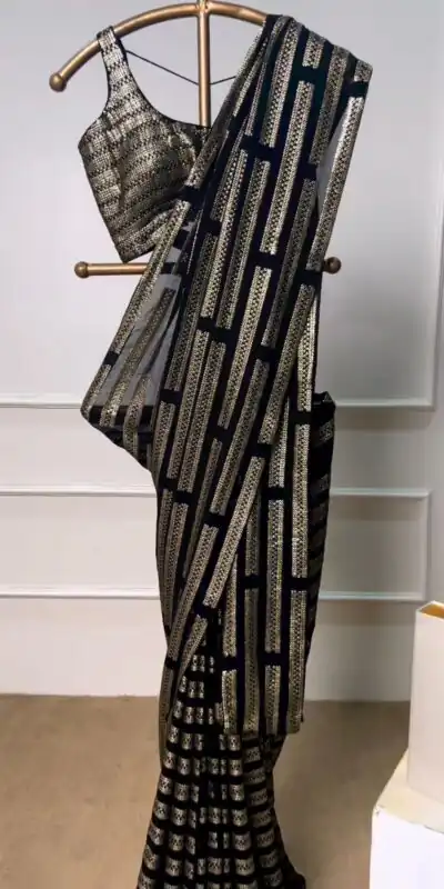 KD 383 Black Color Faux Georgette Sequence Work Saree Casual, Party, Wedding, Festive, Events Etc.  Expected Delivery  4-6 Working Days @1699/- | Sarees, Bollywood Sarees, Creative Sarees, Designer Sarees, Embroidered Sarees, Ethnic Saree, Modern Digital sarees, Party Wear Sarees