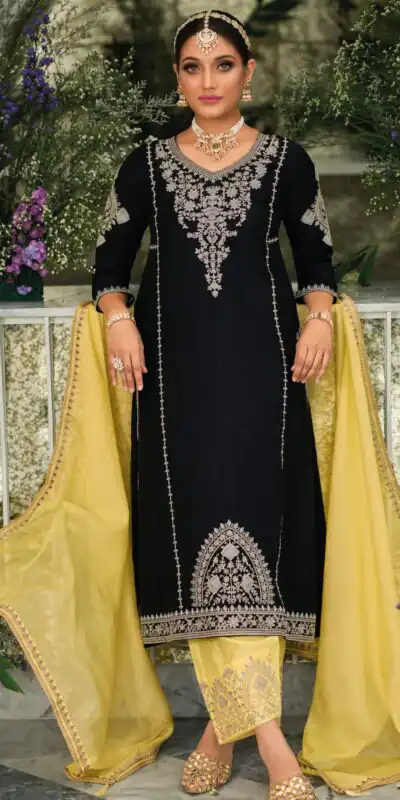 KF 1635 Black  Top : Georgette Chine Stitched Work Salwar Suit Wedding, Party, Festive, Events Etc.  Expected Delivery 4-6 Working Days @2049/-Only | Salwar suit, Designer Suits, Casual Suits, Creative suits, Palazzo Suits, Party Wear Suits, Straight Suits