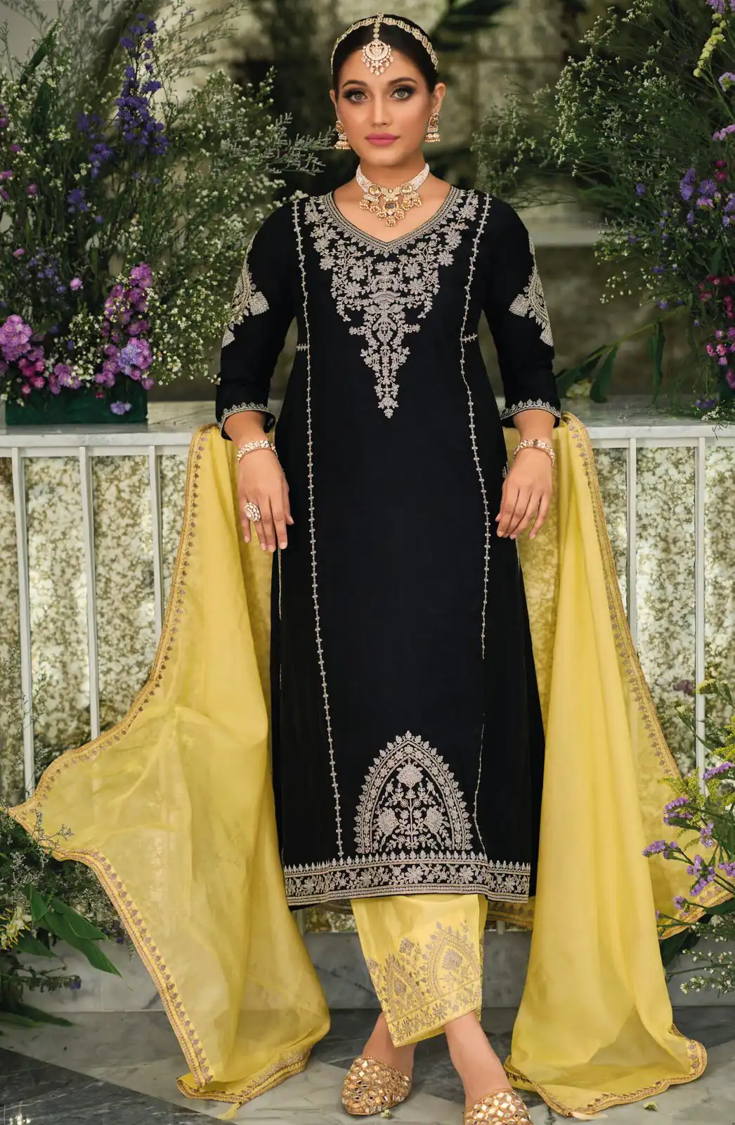 KF 1635 Black Top : Georgette Chine Stitched Work Salwar Suit Wedding, Party, Festive, Events Etc. Expected Delivery 4-6 Working Days @2049/-Only | Salwar suit, Designer Suits, Casual Suits, Creative suits, Palazzo Suits, Party Wear Suits, Straight Suits