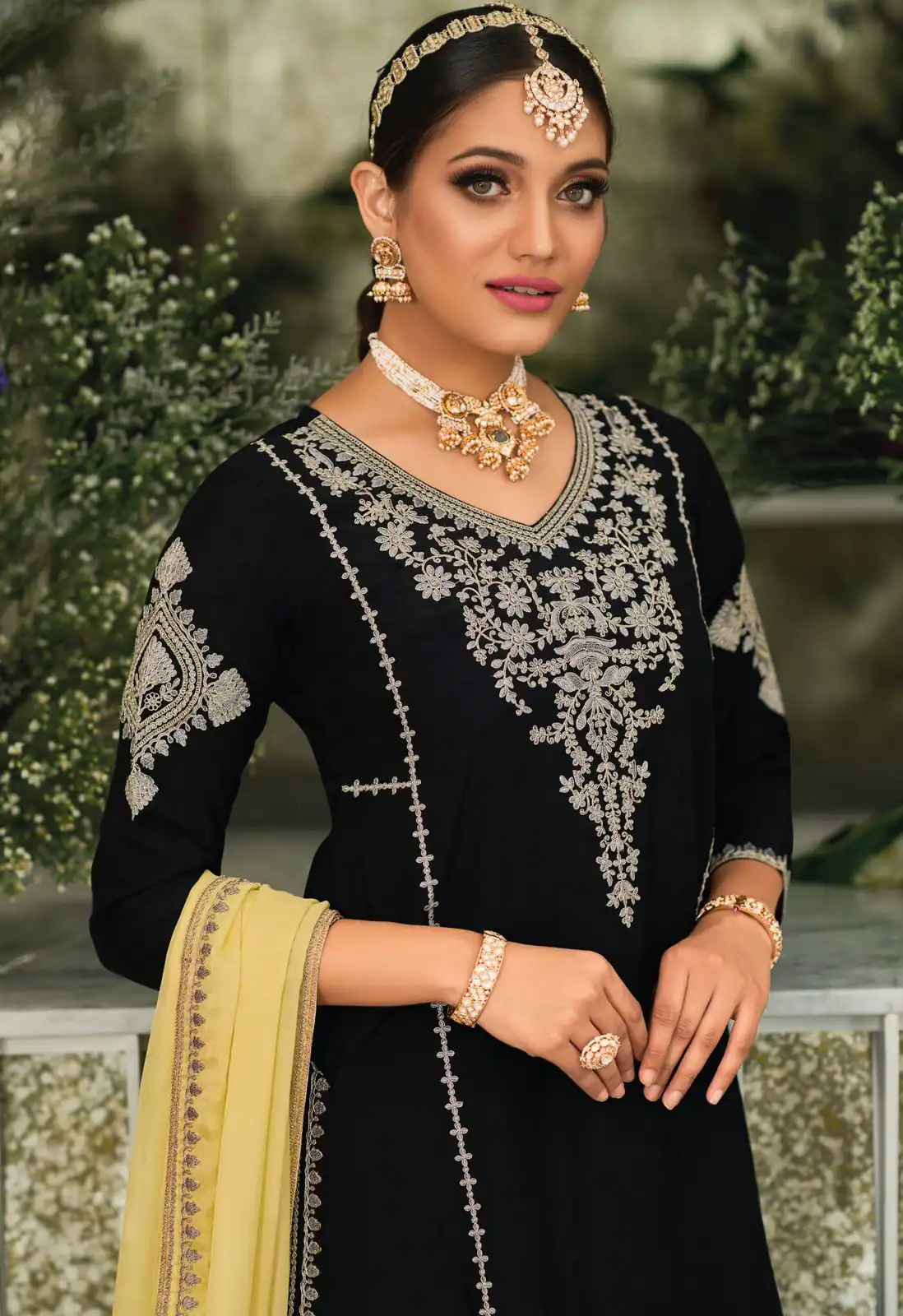 KF 1635 Black Top : Georgette Chine Stitched Work Salwar Suit Wedding, Party, Festive, Events Etc. Expected Delivery 4-6 Working Days @2049/-Only | Salwar suit, Designer Suits, Casual Suits, Creative suits, Palazzo Suits, Party Wear Suits, Straight Suits