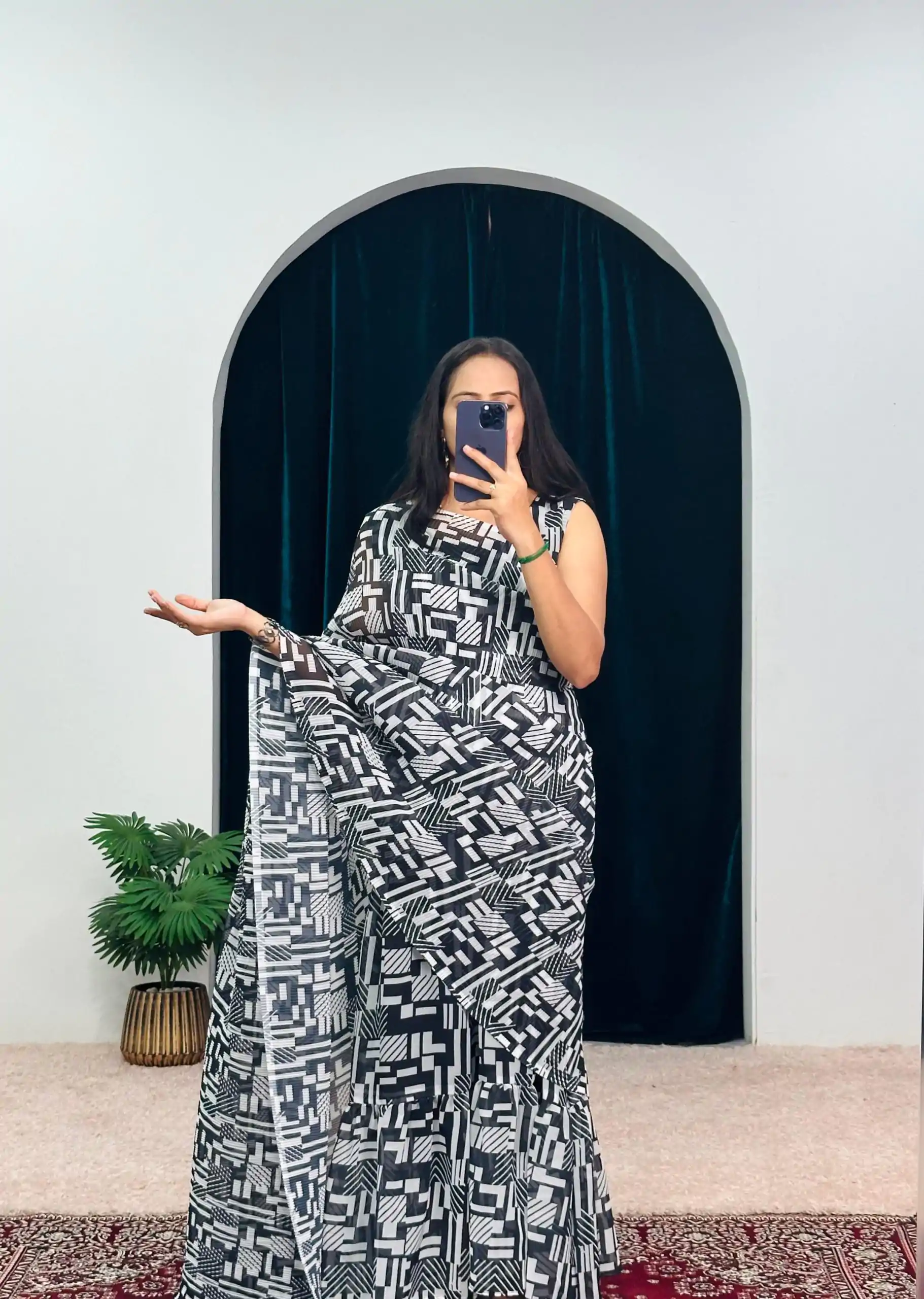 ST 1051 Black Color Georgette Digital Printed Work Saree Saree Casual, Wedding, Party, Festive, Events Etc. Expected Delivery 4-6 Working Days @1849/- | Sarees, Bollywood Sarees, Creative Sarees, Designer Sarees, Embroidered Sarees, Ethnic Saree, Modern Digital sarees, Party Wear Sarees