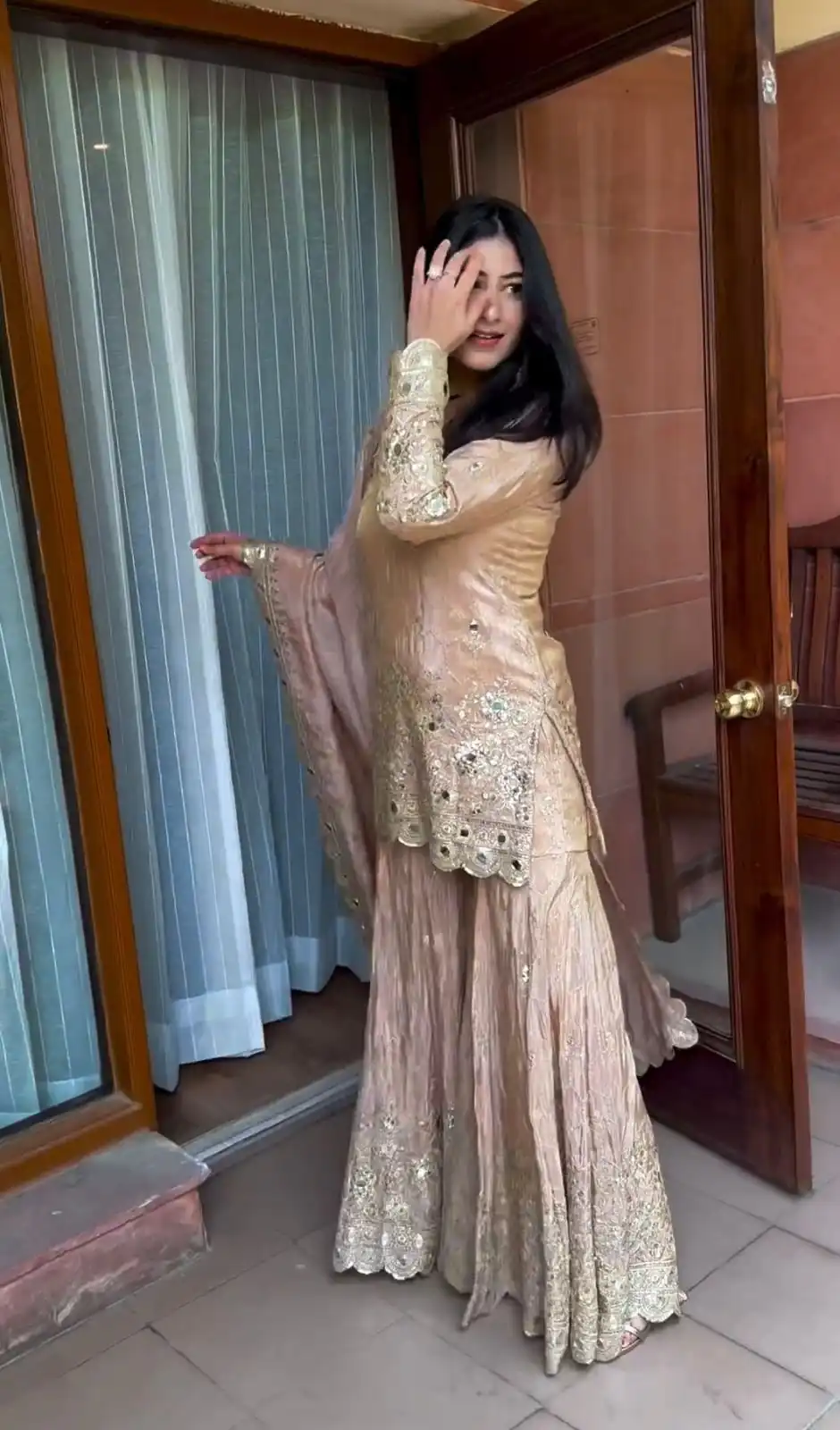 VLM 186 Golden color Chinon Silk Embroidery Work Salwar Suit Casual, Wedding, Party, Festive, Events . Expected Delivery  4-6 Working Days @2199/- | Jump Suits, Salwar suit, Designer Suits, Casual Suits, Creative suits, Palazzo Suits, Party Wear Suits, Patiala Suits, Straight Suits