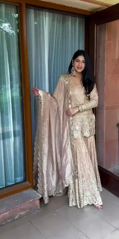 VLM 186 Golden color Chinon Silk Embroidery Work Salwar Suit Casual, Wedding, Party, Festive, Events . Expected Delivery  4-6 Working Days @2199/- | Jump Suits, Salwar suit, Designer Suits, Casual Suits, Creative suits, Palazzo Suits, Party Wear Suits, Patiala Suits, Straight Suits