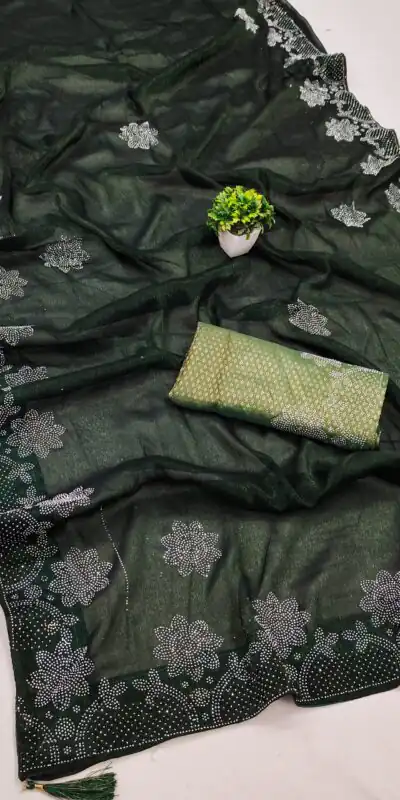 MB Mahek Green Color Black Ket Embellished Swarovski Diamond Saree Casual, Party Wear, Festival, Events, .  Expected Delivery  4-6 Working Days @1599/- | Sarees, Bollywood Sarees, Creative Sarees, Designer Sarees, Embroidered Sarees, Ethnic Saree, Modern Digital sarees, Party Wear Sarees