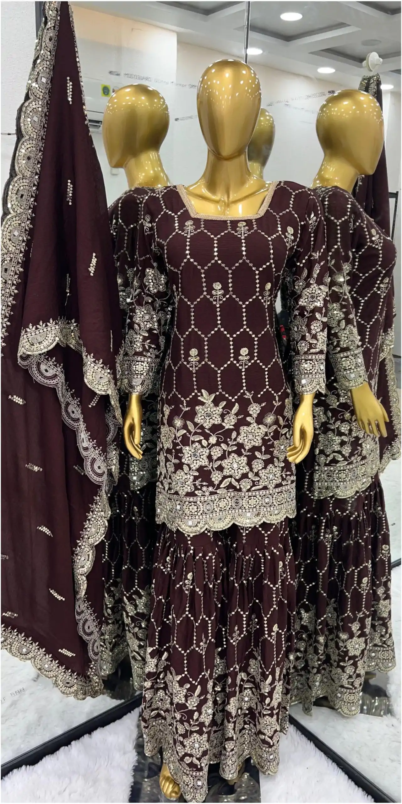 SR 1616 Maroon Color Heavy Chinnon Silk Embroidery Work Sharara Suit Wedding, Party, Festive, Events Etc. Expected Delivery 4-6 Working Days @2199Only | Salwar suit, Designer Suits, Casual Suits, Creative suits, Palazzo Suits, Party Wear Suits, Straight Suits