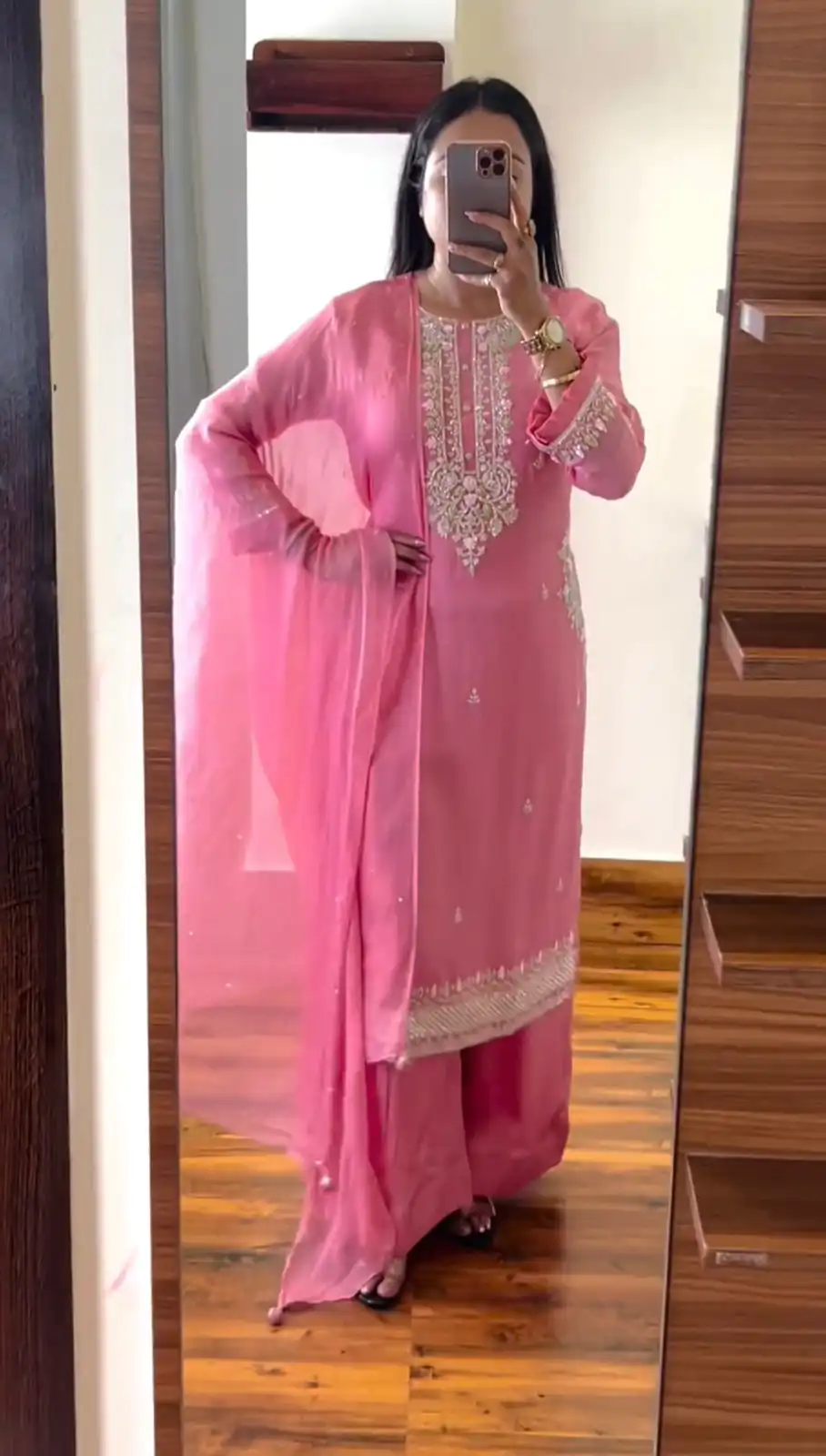 SRK 5159 Pink Color Pure Chinnon Silk Embroidery Coding Dori Salwar Suit Wedding, Party, Festive, Events Expected Delivery 4-6 Working Days @ 1899/- | Jump Suits, Salwar suit, Designer Suits, Casual Suits, Creative suits, Palazzo Suits, Party Wear Suits, Patiala Suits, Straight Suits