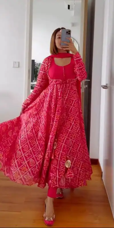 KD 1177 Pink Color Georgette Bandhani Digital Printed Salwar Suit Casual, Party, Festive, Events Wedding Etc.  Expected Delivery 4-6 Working Days @2099/- | Salwar suit, Designer Suits, Casual Suits, Creative suits, Palazzo Suits, Party Wear Suits, Straight Suits