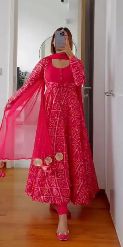 KD 1177 Pink Color Georgette Bandhani Digital Printed Salwar Suit Casual, Party, Festive, Events Wedding Etc.  Expected Delivery 4-6 Working Days @2099/- | Salwar suit, Designer Suits, Casual Suits, Creative suits, Palazzo Suits, Party Wear Suits, Straight Suits