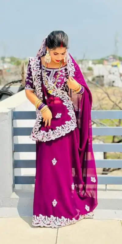 ST 447 Purple Color Georgette Cotton Thread Embroidery Saree Casual, Wedding, Party, Festive, Events Etc. Expected Delivery 4-6 Working Days @1849/- | Sarees, Bollywood Sarees, Creative Sarees, Designer Sarees, Embroidered Sarees, Ethnic Saree, Modern Digital sarees, Party Wear Sarees