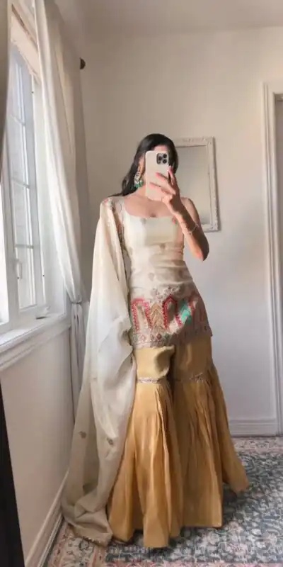 SRK 5150 White Color Pure Chinnon Silk Embroidery Sequence Salwar Suit Wedding, Party, Festive, Events Expected Delivery 4-6 Working Days @ 1999/- | Jump Suits, Salwar suit, Designer Suits, Casual Suits, Creative suits, Palazzo Suits, Party Wear Suits, Patiala Suits, Straight Suits