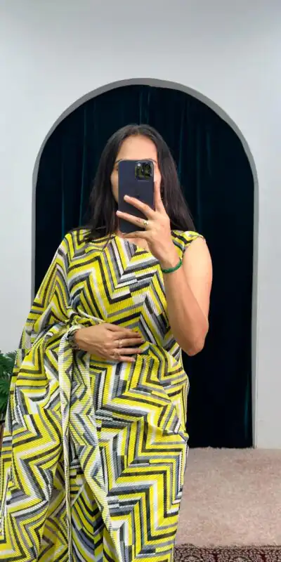 ST 1051 Yellow Color Georgette Digital Printed Ruffle Work Saree Casual, Wedding, Party, Festive, Events Etc. Expected Delivery 4-6 Working Days @1849/- | Sarees, Bollywood Sarees, Creative Sarees, Designer Sarees, Embroidered Sarees, Ethnic Saree, Modern Digital sarees, Party Wear Sarees