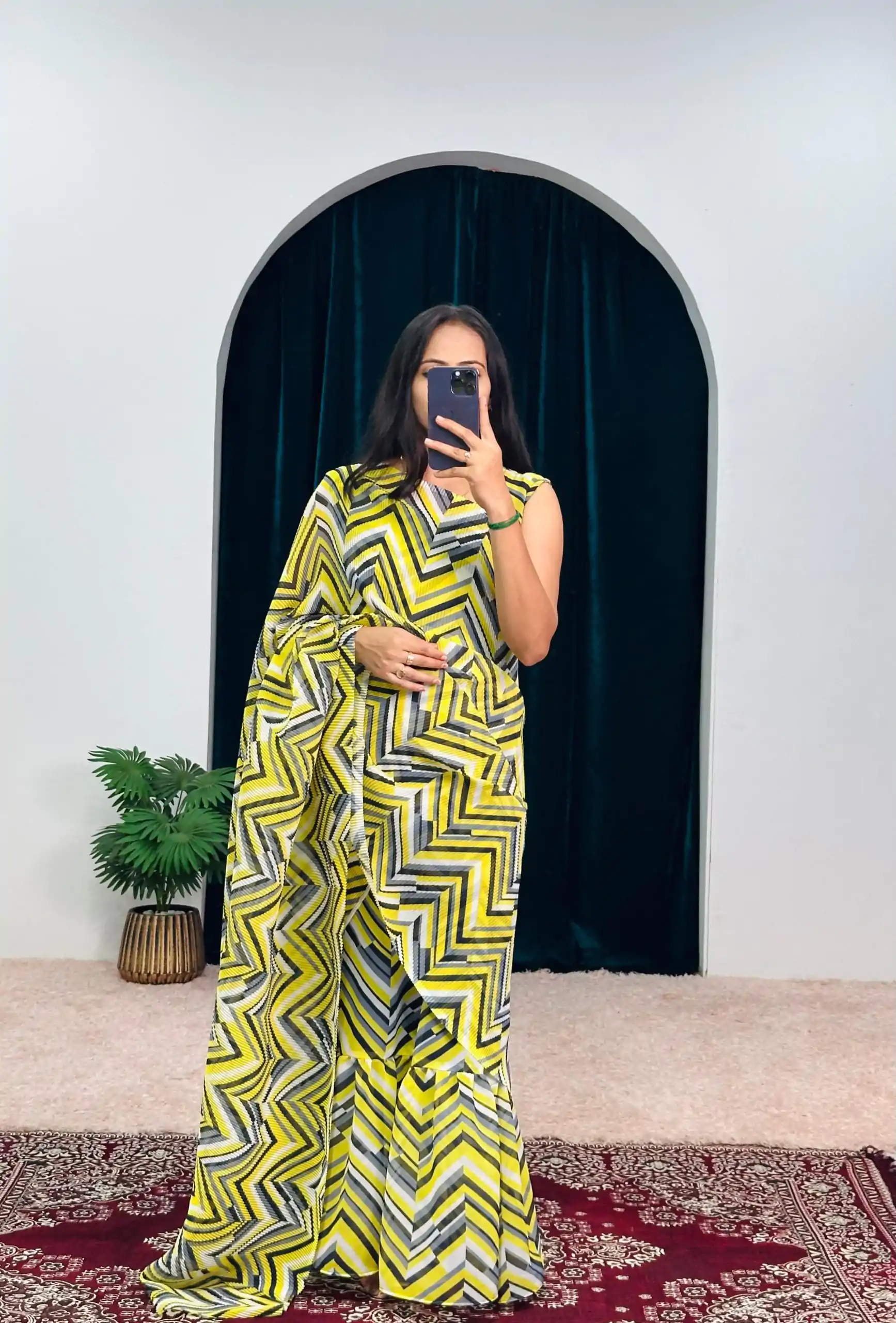 ST 1051 Yellow Color Georgette Digital Printed Ruffle Work Saree Casual, Wedding, Party, Festive, Events Etc. Expected Delivery 4-6 Working Days @1849/- | Sarees, Bollywood Sarees, Creative Sarees, Designer Sarees, Embroidered Sarees, Ethnic Saree, Modern Digital sarees, Party Wear Sarees