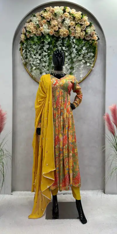 KD 1458 Yellow Color Muslin Digital Print With Hand Work Salwar Suit Casual, Party, Festive, Events Wedding Etc.  Expected Delivery 4-6 Working Days @2049/- | Salwar suit, Designer Suits, Casual Suits, Creative suits, Palazzo Suits, Party Wear Suits, Straight Suits