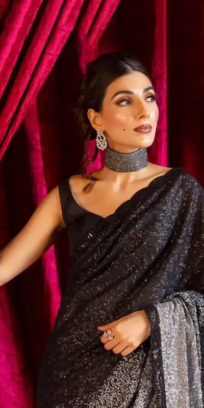 DF 3406 Black Color Georgette Sequins Embroidery Work Saree Casual, Party Wear, Wedding, Events Etc Delivery Expected.4-6 Working Days 1799/- | Sarees, Bollywood Sarees, Creative Sarees, Designer Sarees, Embroidered Sarees, Ethnic Saree, Modern Digital sarees, Party Wear Sarees