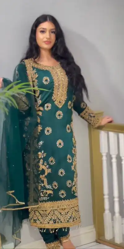 SSR 463 Blue Color Chinnon Silk Embroidery Sequence Salwar Suit Wedding, Party, Festive, Events Expected Delivery 4-6 Working Days @ 2099/- Only | Salwar suit, Designer Suits, Casual Suits, Creative suits, Party Wear Suits, Straight Suits