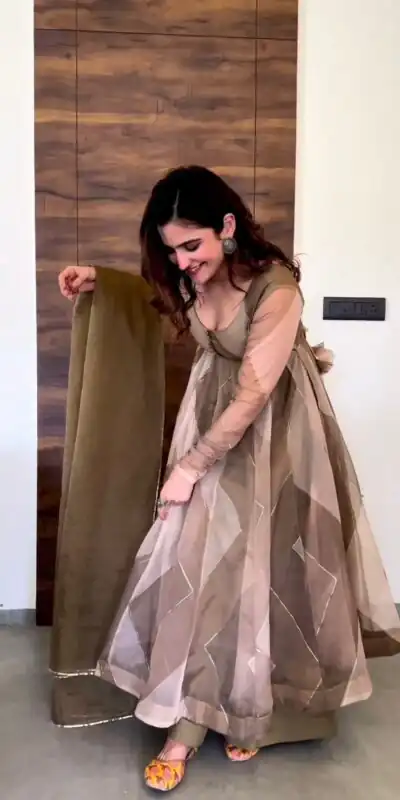 RTC 5517 Brown Color Tabby Silk Organza Digital Printed Salwar Suit Wedding, Party, Festive, Events Etc. Expected Delivery 4-6 Working Days @2099/- | Jump Suits, Salwar suit, Designer Suits, Casual Suits, Creative suits, Palazzo Suits, Party Wear Suits, Patiala Suits, Straight Suits