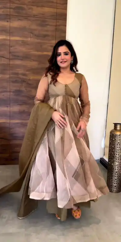 RTC 5517 Brown Color Tabby Silk Organza Digital Printed Salwar Suit Wedding, Party, Festive, Events Etc. Expected Delivery 4-6 Working Days @2099/- | Jump Suits, Salwar suit, Designer Suits, Casual Suits, Creative suits, Palazzo Suits, Party Wear Suits, Patiala Suits, Straight Suits