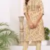 Sublime Cream Color Cambric Cotton Print Embroidery Work Kurti