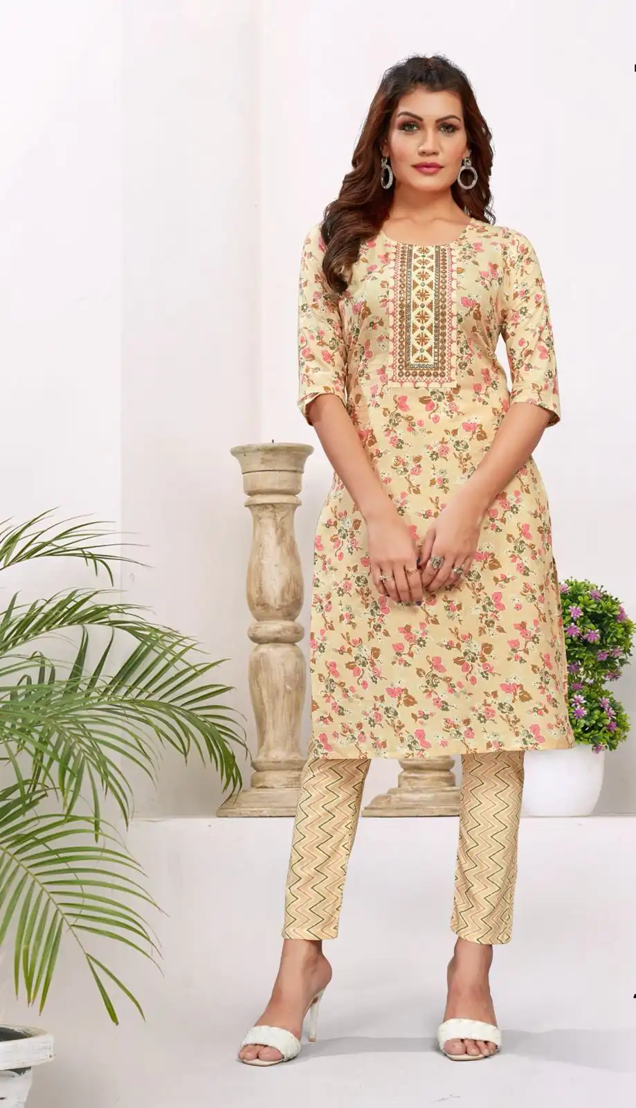 INLI Samaira Cream Color Heavy Cambric Cotton Print Embroidery Work Kurti Casual, Wedding, Party, Festive, Events . Expected Delivery 4-6 Working Days @1499 | Kurti, Bollywood Kurti, Creative Kurtis, Designer Kurti, Party Wear Kurti, Selfie Kurti