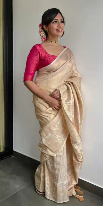 DDF Cream Color Soft Lichi Silk Ordinary Design Rich Pallu Saree Casual, Party Wear, Events, Festivals Etc. Expected Delivery 4-6 Working Days 1399/ | Sarees, Bollywood Sarees, Creative Sarees, Designer Sarees, Embroidered Sarees, Ethnic Saree, Modern Digital sarees, Party Wear Sarees