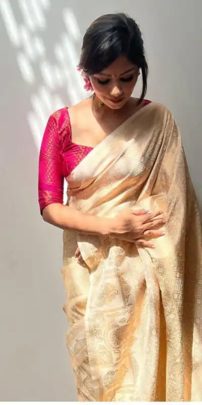 DDF Cream Color Soft Lichi Silk Ordinary Design Rich Pallu Saree Casual, Party Wear, Events, Festivals Etc. Expected Delivery 4-6 Working Days 1399/ | Sarees, Bollywood Sarees, Creative Sarees, Designer Sarees, Embroidered Sarees, Ethnic Saree, Modern Digital sarees, Party Wear Sarees