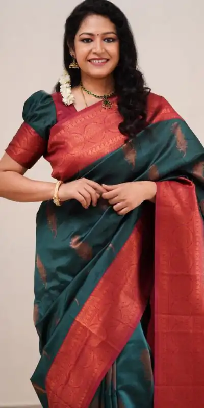 SC Morpich Green Color Soft Silk Pink Zari Design Spread Shine Various Saree , Party Wear, Events, Festivals Expected Delivery 4-6 Working Days 1499/- | Sarees, Bollywood Sarees, Creative Sarees, Designer Sarees, Embroidered Sarees, Ethnic Saree, Modern Digital sarees, Party Wear Sarees