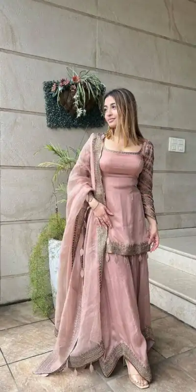 NSR 691 Light Pink Color Faux Georgette Embroidery Work Salwar Suit Casual, Party Festive, Events Etc. Expected Delivery 4-6 Working Days @1899/ | Jump Suits, Salwar suit, Designer Suits, Casual Suits, Creative suits, Palazzo Suits, Party Wear Suits, Patiala Suits, Straight Suits