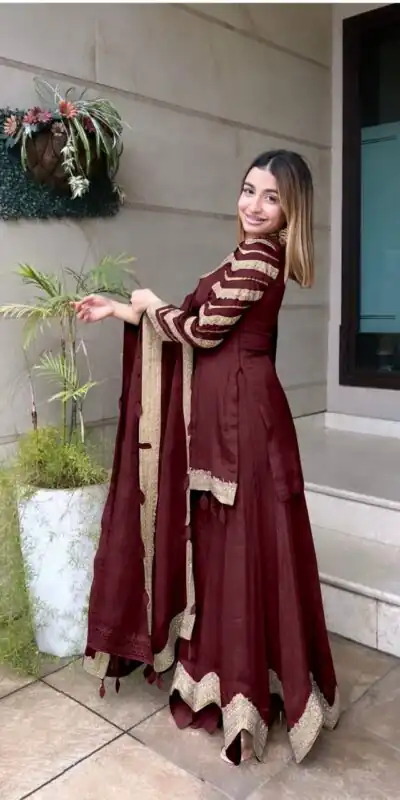 NSR 691 Maroon  Color Faux Georgette Embroidery Work Salwar Suit Casual, Party Festive, Events Etc. Expected Delivery 4-6 Working Days @1899/ | Jump Suits, Salwar suit, Designer Suits, Casual Suits, Creative suits, Palazzo Suits, Party Wear Suits, Patiala Suits, Straight Suits