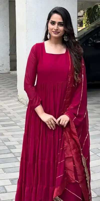 RTC 5593 Pink Color Georgette Ruffle Style Dori Latkan Anarkali Suit Casual, Wedding, Party, Festive, Events. Expected Delivery 4-6 Working Days @1999/- | Anarkali Suits, Bollywood Anarkali, Creative-Anarkali, Designer Anarkali, Embroidered Anarkali, Party Wear Anarkali