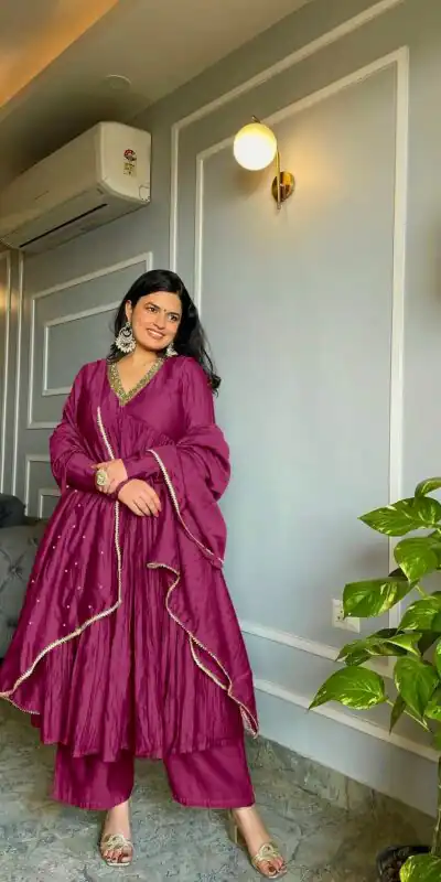 AD 152 Pink Color Pure Chinon Silk Embroidery Sharara Suit Fancy Full Sleeve Wedding, Party, Festive, Events Etc. Expected Delivery  4-6 Working Days @1799/ | Jump Suits, Salwar suit, Designer Suits, Casual Suits, Creative suits, Palazzo Suits, Party Wear Suits, Patiala Suits, Straight Suits