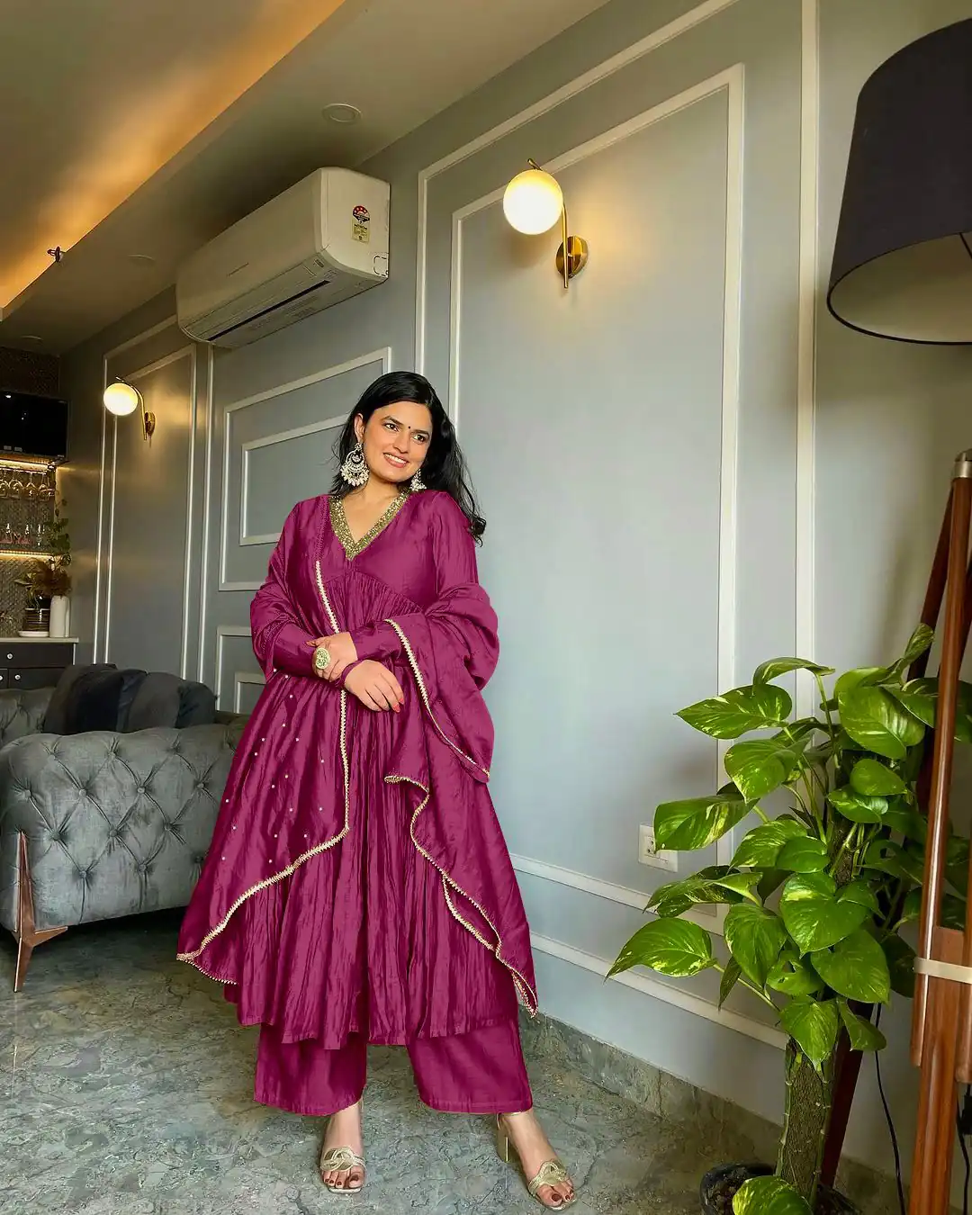 AD 152 Pink Color Pure Chinon Silk Embroidery Sharara Suit Fancy Full Sleeve Wedding, Party, Festive, Events Etc. Expected Delivery  4-6 Working Days @1799/ | Jump Suits, Salwar suit, Designer Suits, Casual Suits, Creative suits, Palazzo Suits, Party Wear Suits, Patiala Suits, Straight Suits