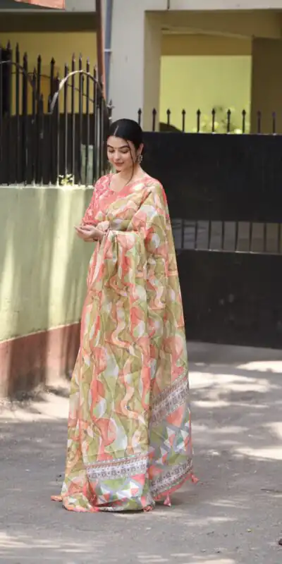 Veechis 111 Pista Green Color Linen Beautiful Digital Printed Work Saree Casual, Party Festive, Events. Expected Delivery 4-6 Working Days @1549/- | Sarees, Bollywood Sarees, Creative Sarees, Designer Sarees, Embroidered Sarees, Modern Digital sarees, Party Wear Sarees