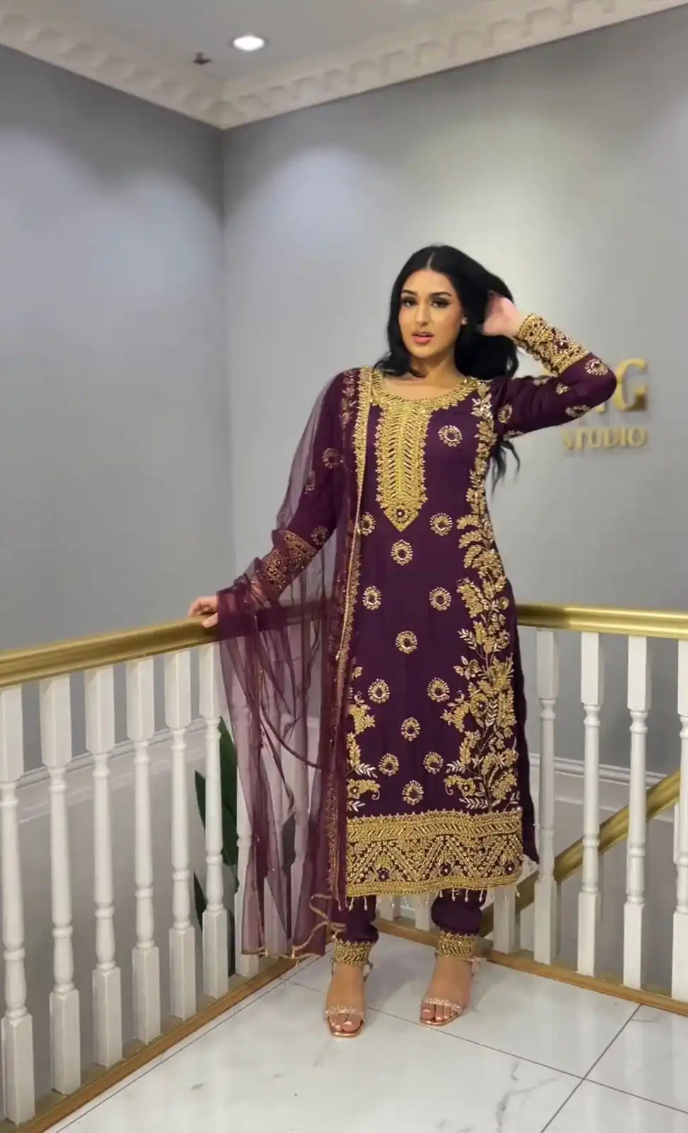 SSR 463 Purple Color Chinnon Silk Embroidery Sequence Salwar Suit Wedding, Party, Festive, Events Expected Delivery 4-6 Working Days @ 2099/- Only | Salwar suit, Designer Suits, Casual Suits, Creative suits, Party Wear Suits, Straight Suits
