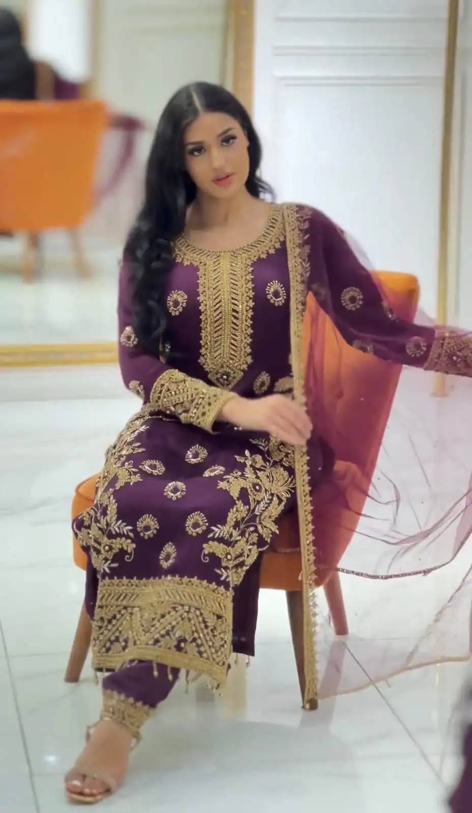 SSR 463 Purple Color Chinnon Silk Embroidery Sequence Salwar Suit Wedding, Party, Festive, Events Expected Delivery 4-6 Working Days @ 2099/- Only | Salwar suit, Designer Suits, Casual Suits, Creative suits, Party Wear Suits, Straight Suits