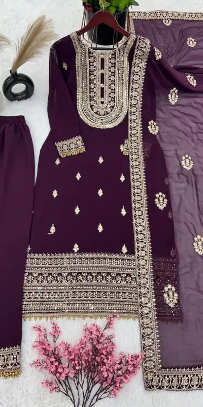 SRK 5162 Purple Color Faux Georgette Embroidery Salwar Suit Wedding, Party, Festive, Events Expected Delivery 4-6 Working Days @ 1999/- | Salwar suit, Designer Suits, Casual Suits, Creative suits, Palazzo Suits, Party Wear Suits, Patiala Suits, Straight Suits