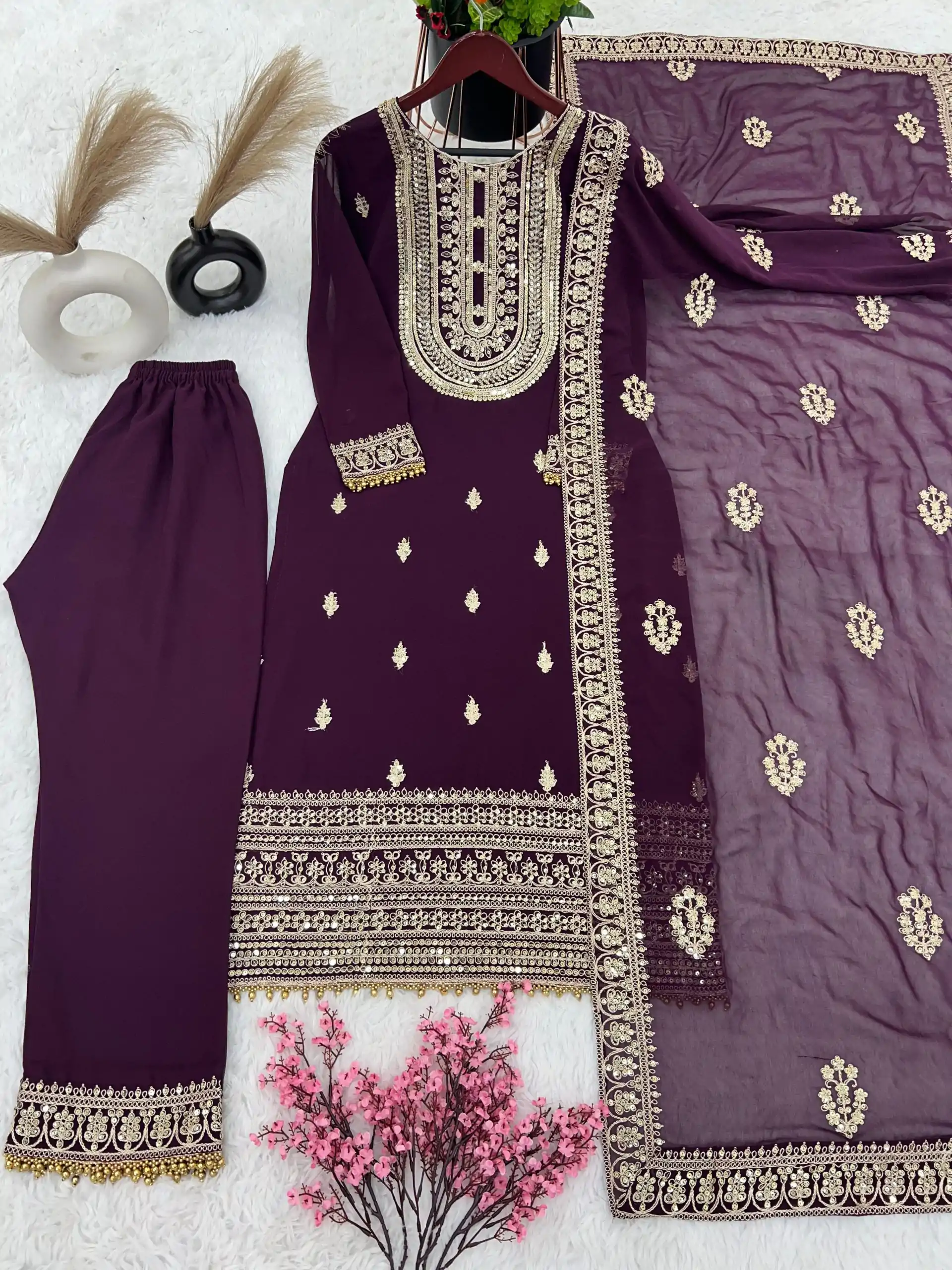 SRK 5162 Purple Color Faux Georgette Embroidery Salwar Suit Wedding, Party, Festive, Events Expected Delivery 4-6 Working Days @ 1999/- | Salwar suit, Designer Suits, Casual Suits, Creative suits, Palazzo Suits, Party Wear Suits, Patiala Suits, Straight Suits