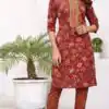Sublime Red Color Cambric Cotton Print  Embroidery Work Kurti