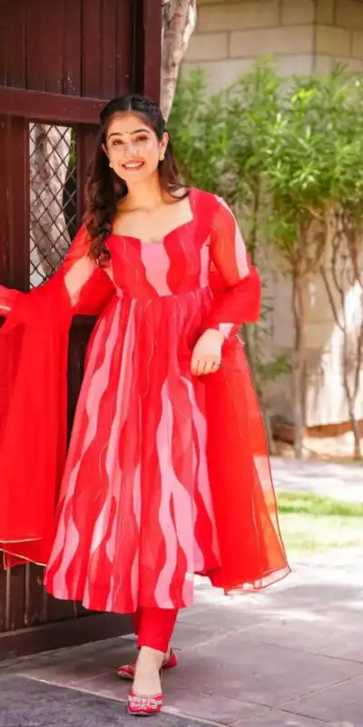 RTC 5517 Red Color Tabby Silk Organza Digital Printed Salwar Suit Wedding, Party, Festive, Events Etc. Expected Delivery 4-6 Working Days @2099/- | Jump Suits, Salwar suit, Designer Suits, Casual Suits, Creative suits, Palazzo Suits, Party Wear Suits, Patiala Suits, Straight Suits